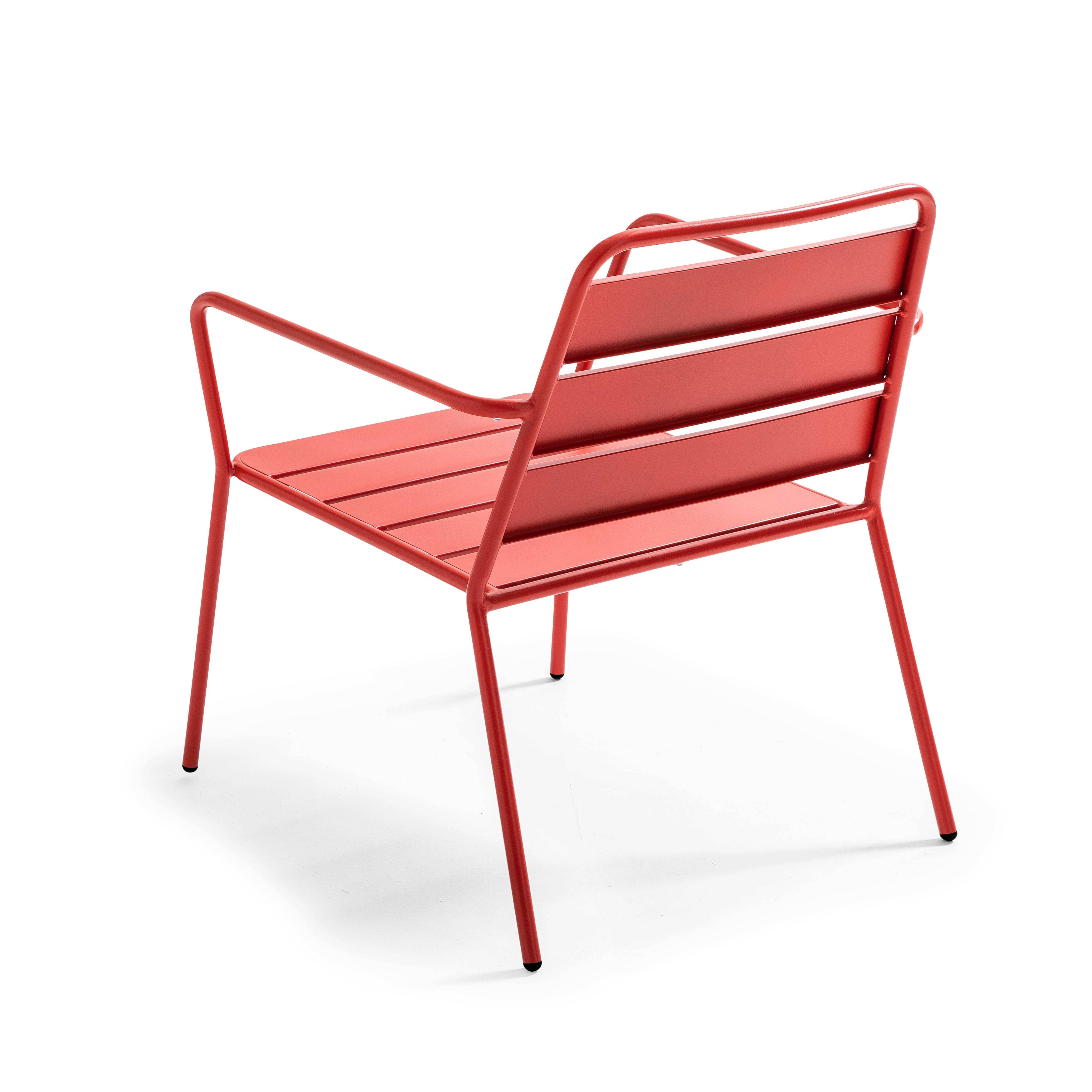 Oviala - Fauteuil de jardin bas en métal rouge Palavas - Oviala - Imagen 4