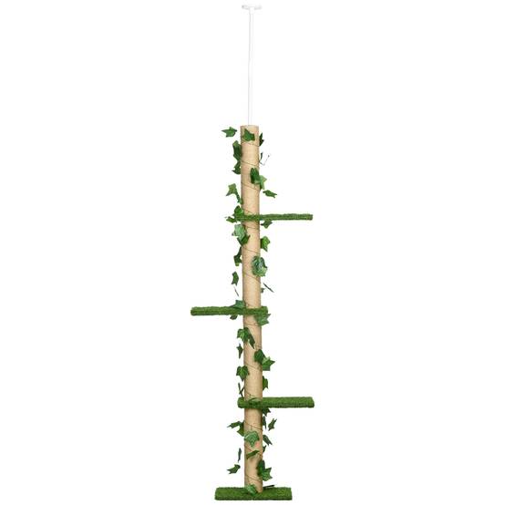 Arbre à chat ajustable plafond intérieur 4 niveaux gazon artificiel vert - ComfortXL Outdoor Living - Image 2