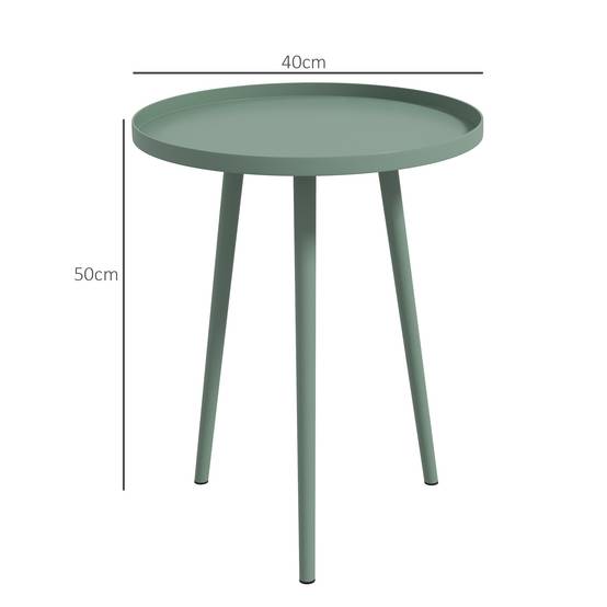 Table basse de jardin ronde, table d'appoint extérieur avec bord rond en acier, dim. Ø40 x 50H cm vert - Image 5