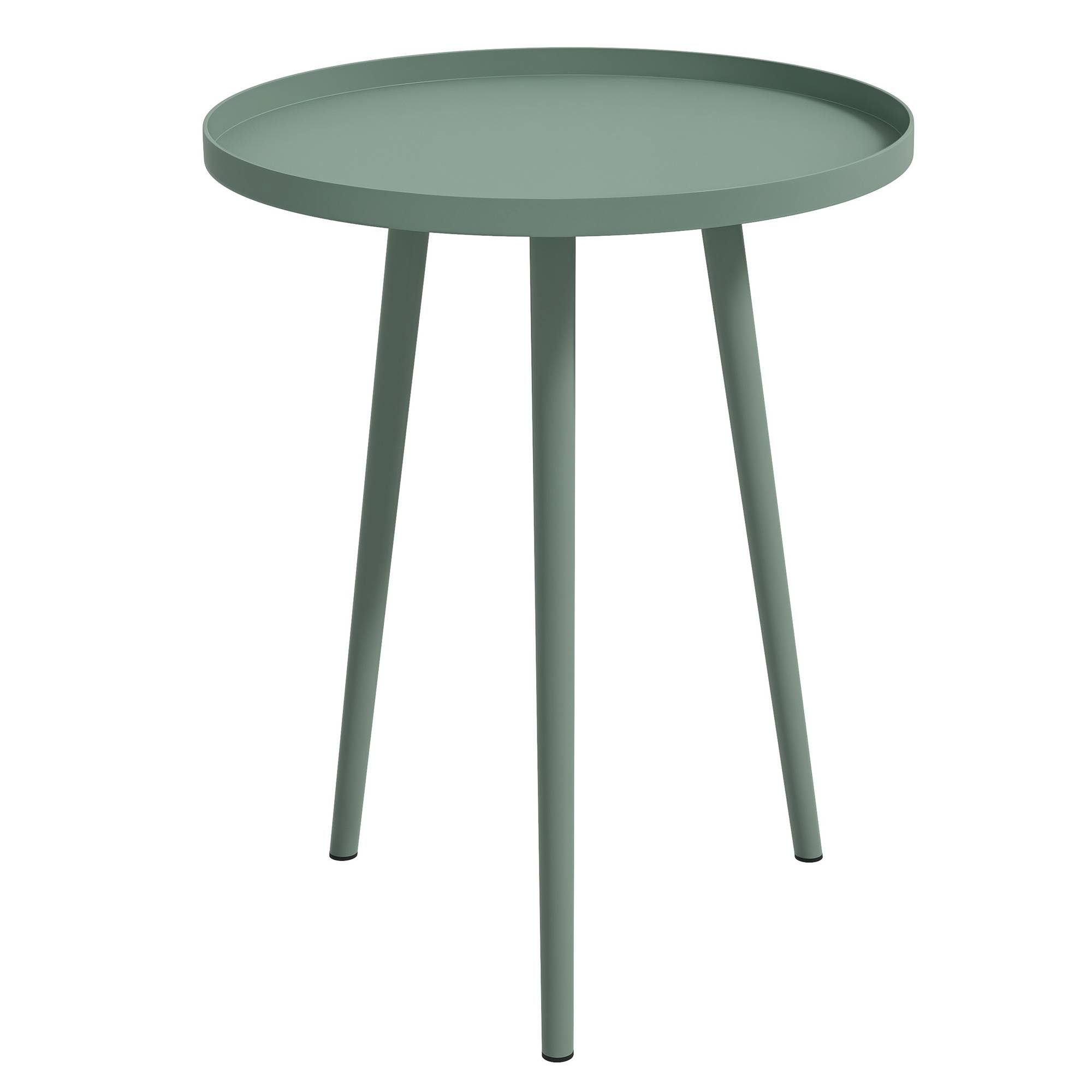 Table basse de jardin ronde, table d'appoint extérieur avec bord rond en acier, dim. Ø40 x 50H cm vert - Image 1