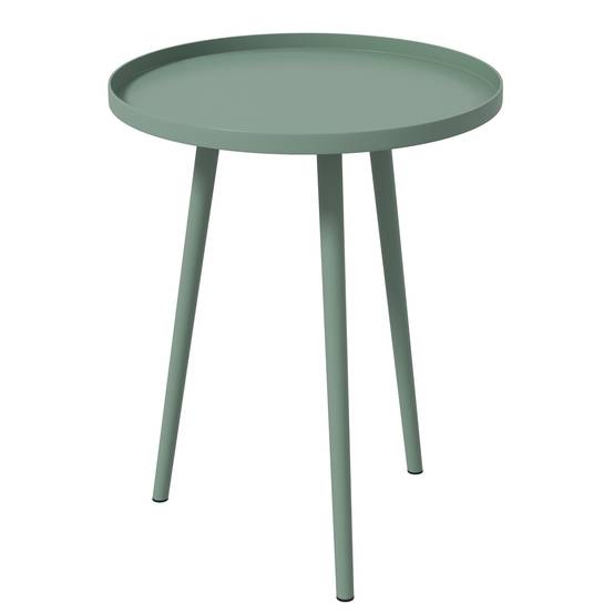 Table basse de jardin ronde, table d'appoint extérieur avec bord rond en acier, dim. Ø40 x 50H cm vert - Image 2