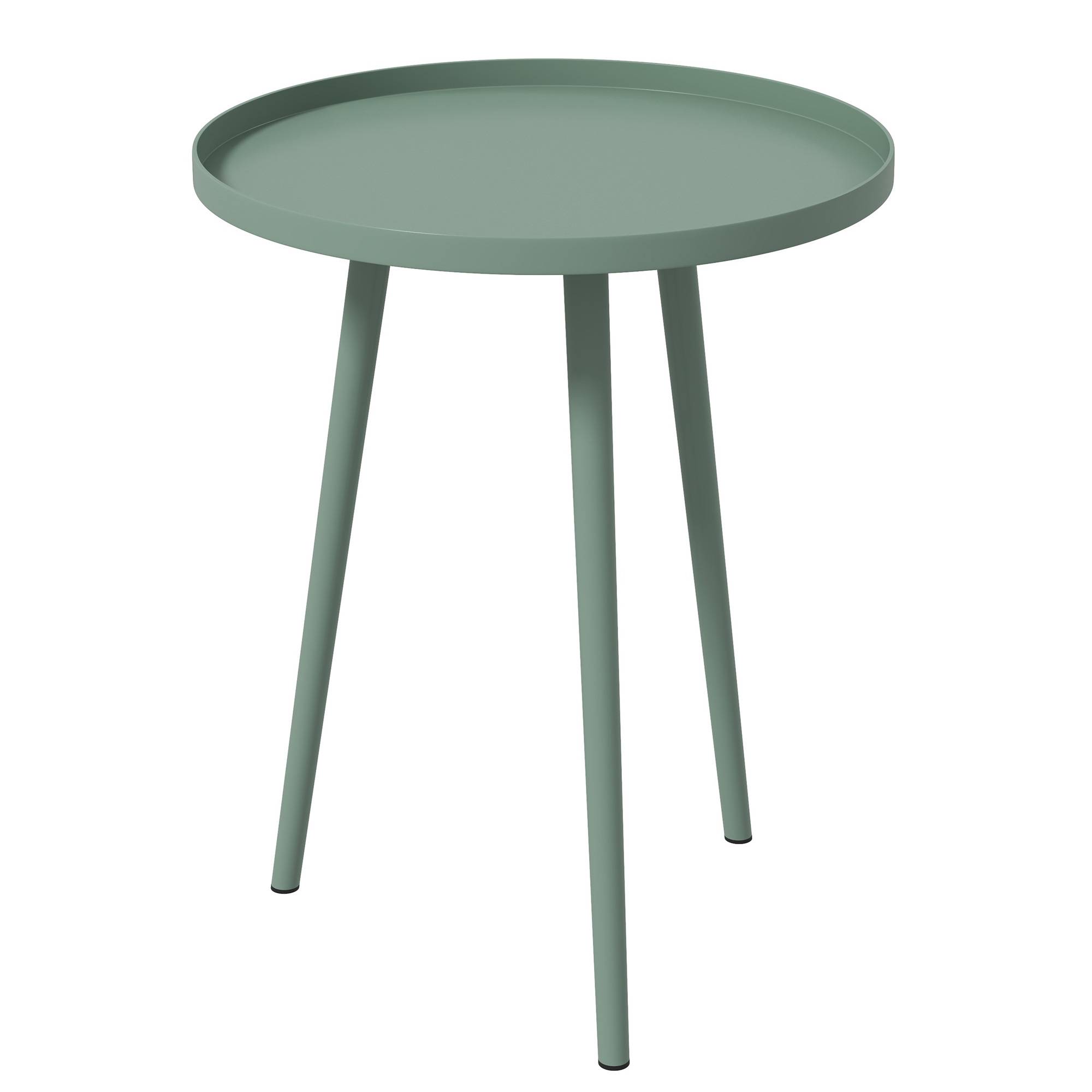 Table basse de jardin ronde, table d'appoint extérieur avec bord rond en acier, dim. Ø40 x 50H cm vert - Image 2