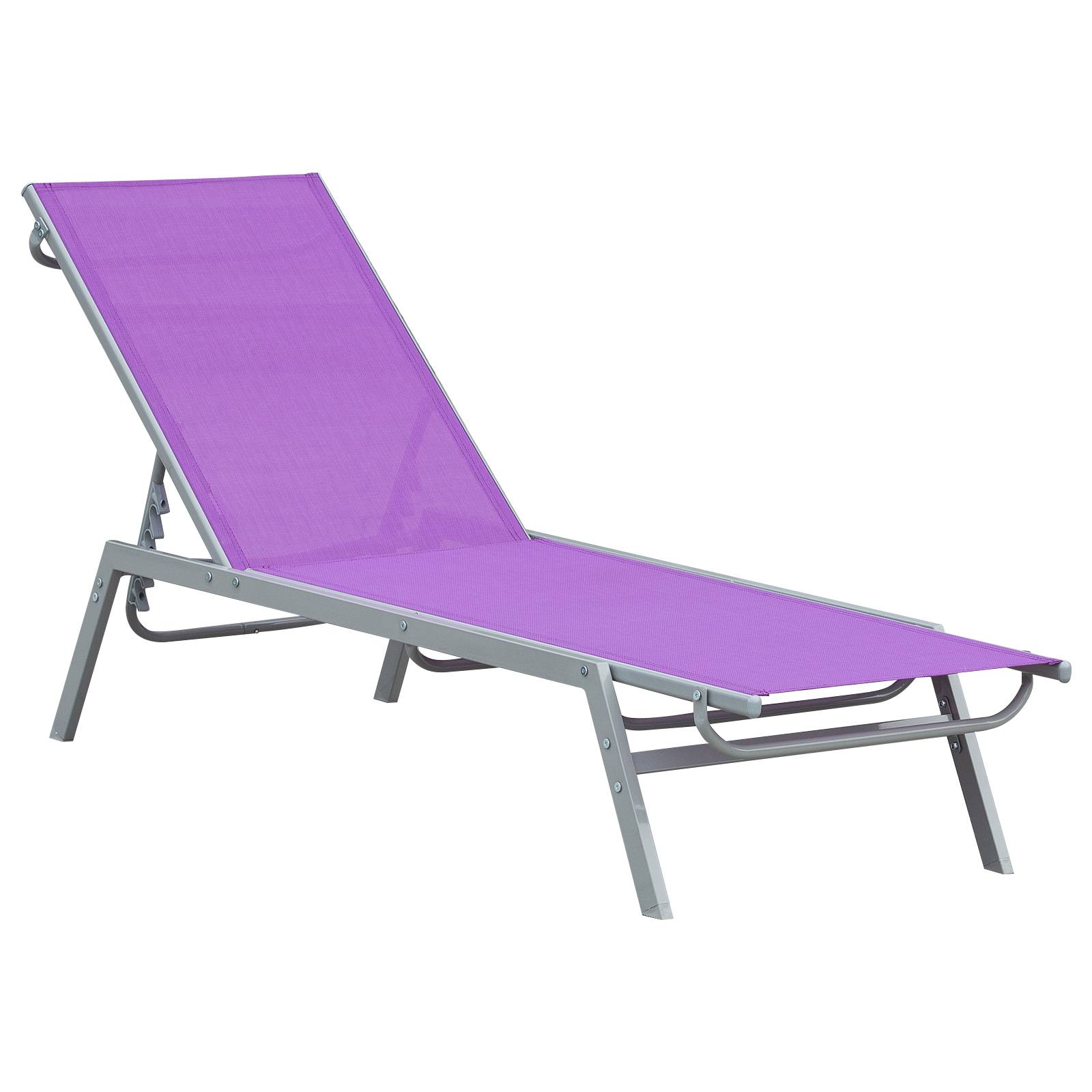 Outsunny - Bain de soleil transat design contemporain - dossier inclinable multi-positions - métal époxy textilène mauve - Outsunny - Imagen 1