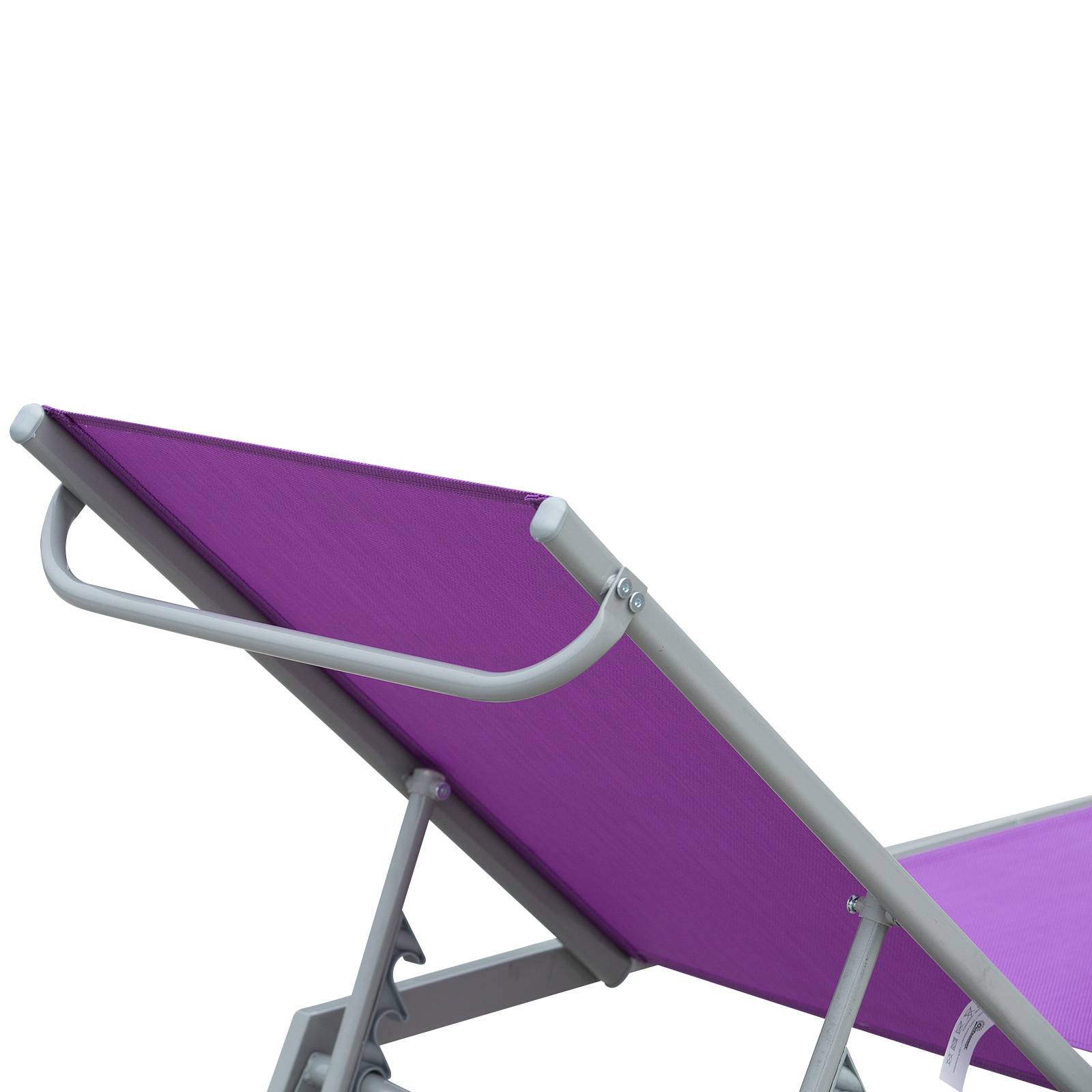 Outsunny - Bain de soleil transat design contemporain - dossier inclinable multi-positions - métal époxy textilène mauve - Outsunny - Imagen 9