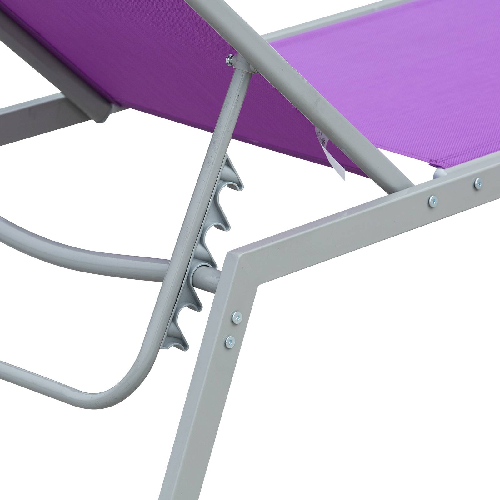 Outsunny - Bain de soleil transat design contemporain - dossier inclinable multi-positions - métal époxy textilène mauve - Outsunny - Imagen 8