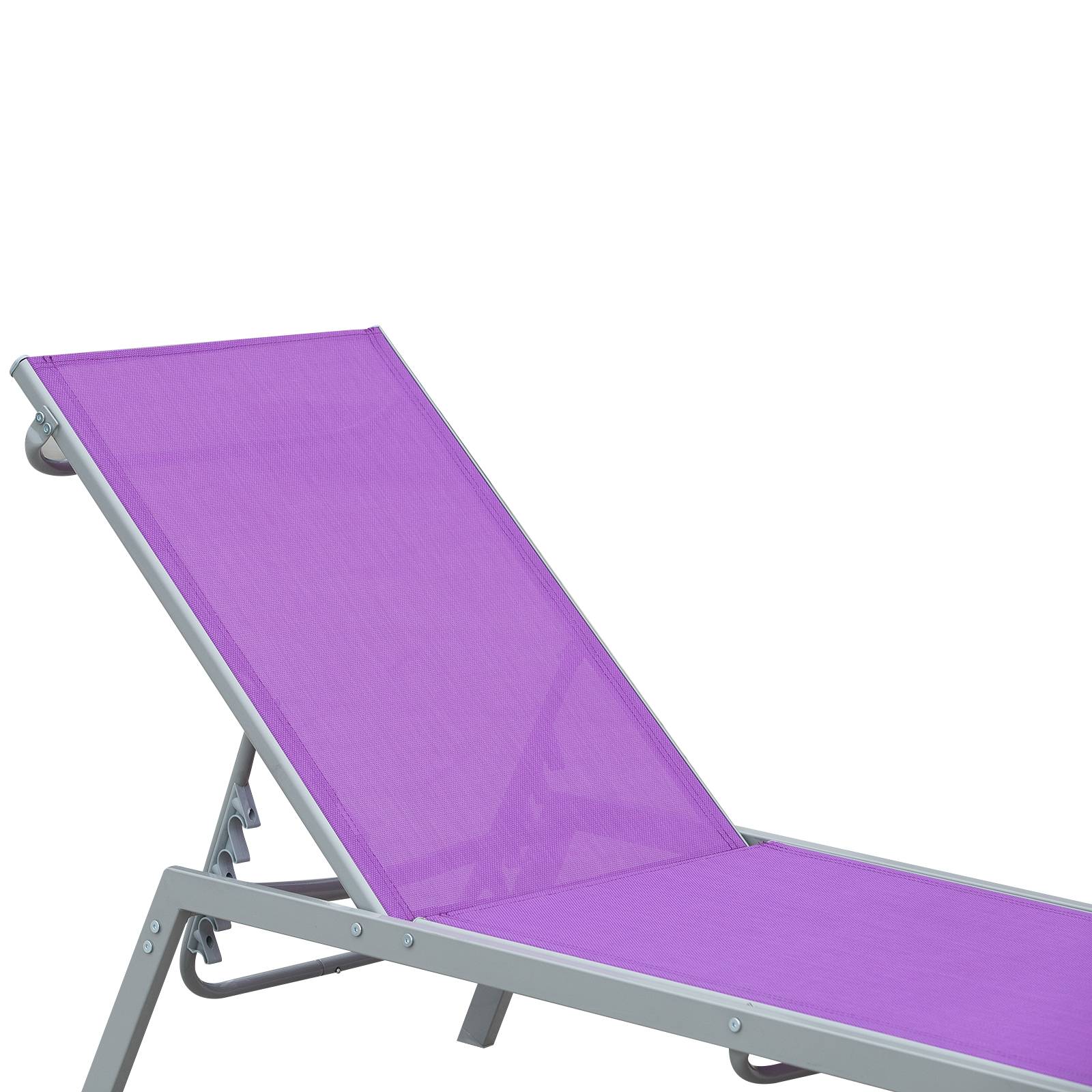 Outsunny - Bain de soleil transat design contemporain - dossier inclinable multi-positions - métal époxy textilène mauve - Outsunny - Imagen 7