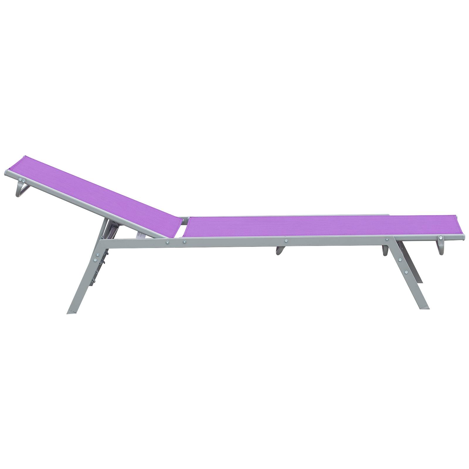 Outsunny - Bain de soleil transat design contemporain - dossier inclinable multi-positions - métal époxy textilène mauve - Outsunny - Imagen 5