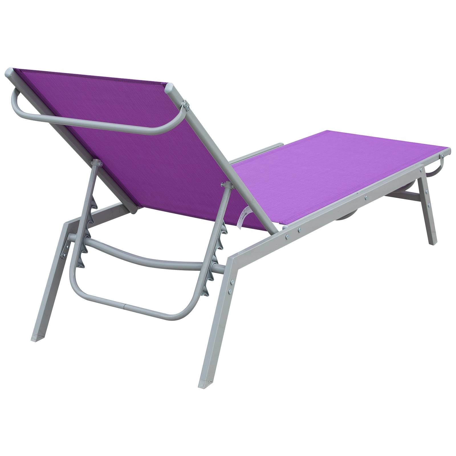 Outsunny - Bain de soleil transat design contemporain - dossier inclinable multi-positions - métal époxy textilène mauve - Outsunny - Imagen 6