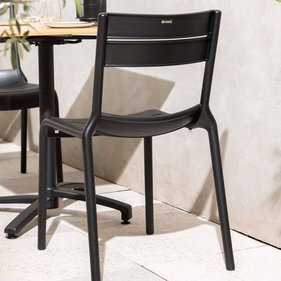Oviala - Chaise noire de terrasse en plastique Paname - Oviala - Image 3