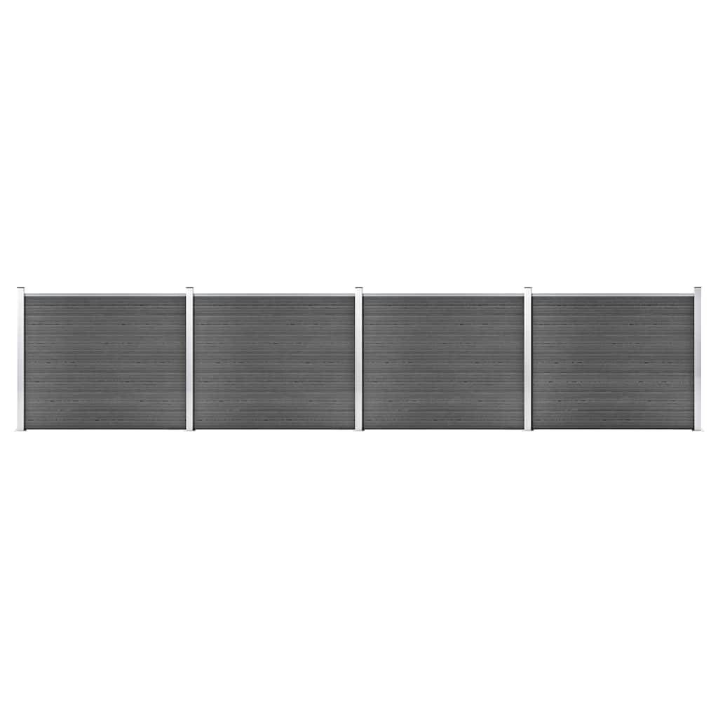 Ensemble de panneau de clôture WPC Noir 699 x 146 cm - PANGIVO - Image 1