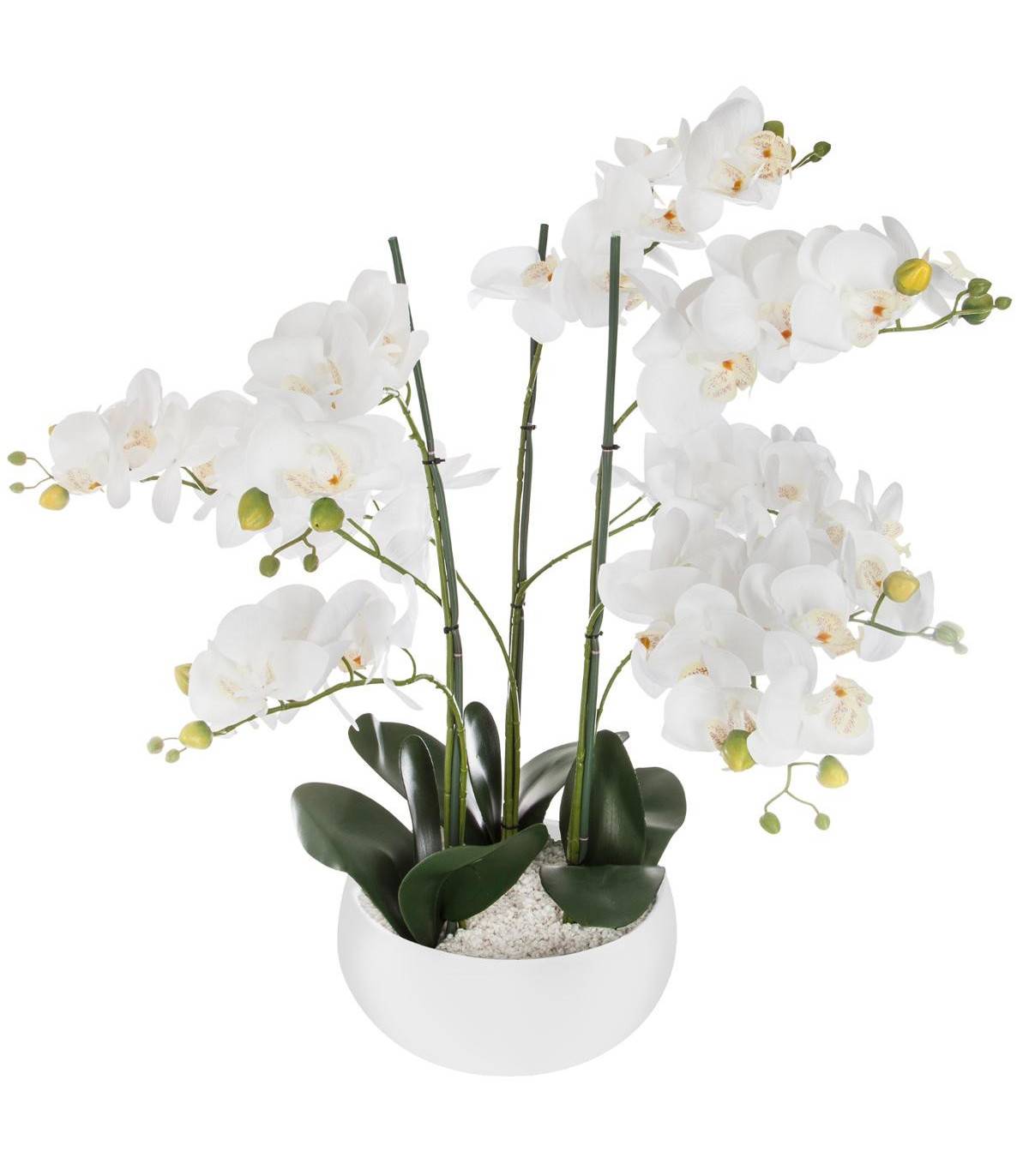 Plante artificielle Orchidée dans Pot en céramique blanche H 62 cm - Image 1