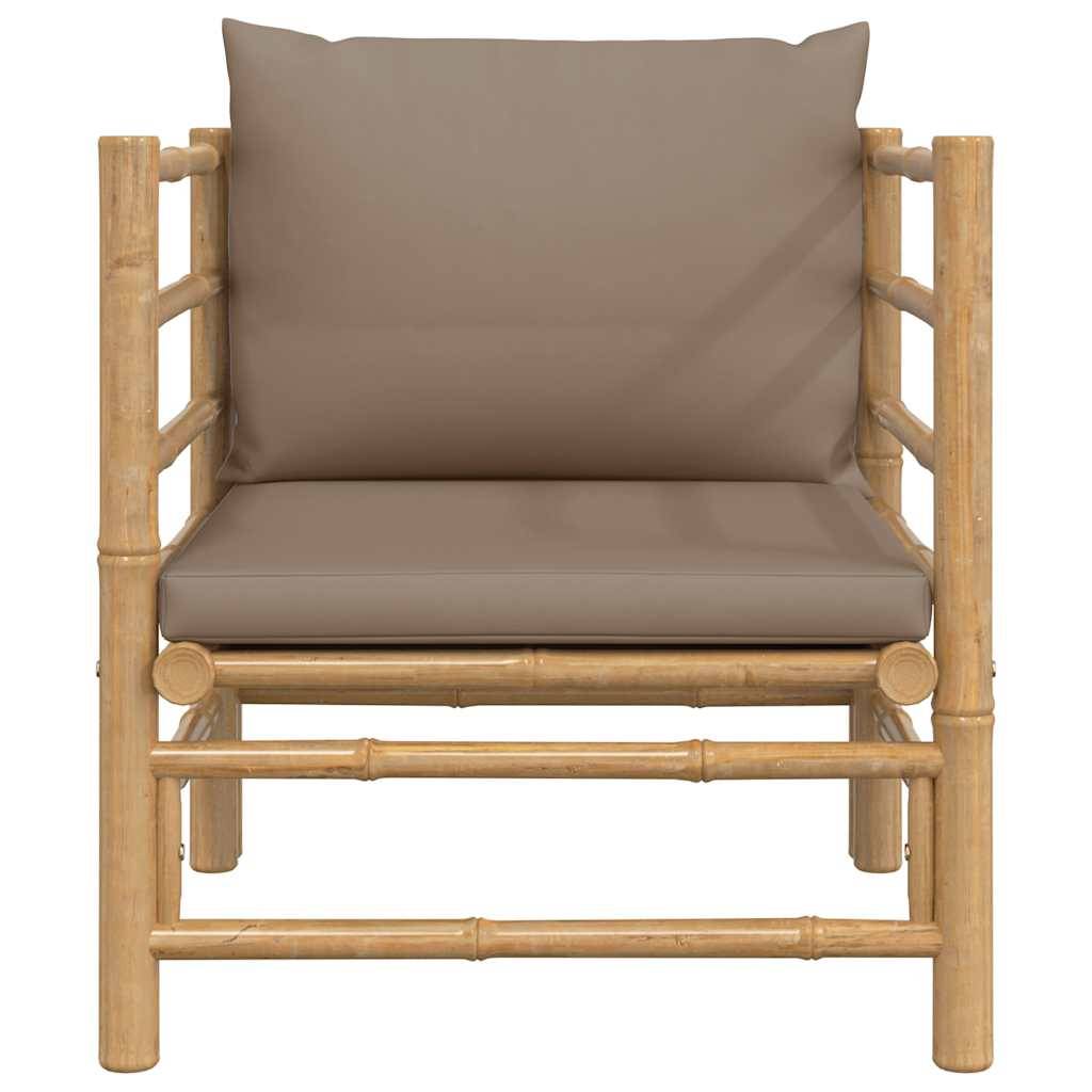 Fauteuil de Jardin Relaxant en Bambou Naturel avec Accoudoirs et Coussins Confort Taupe – ComfortXL Outdoor Living - Image 3