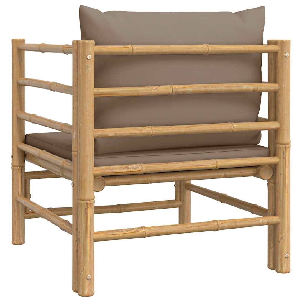 Fauteuil de Jardin Relaxant en Bambou Naturel avec Accoudoirs et Coussins Confort Taupe – ComfortXL Outdoor Living - Image 5