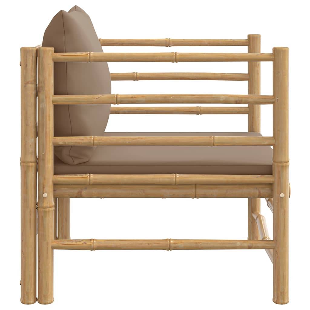 Fauteuil de Jardin Relaxant en Bambou Naturel avec Accoudoirs et Coussins Confort Taupe – ComfortXL Outdoor Living - Image 4