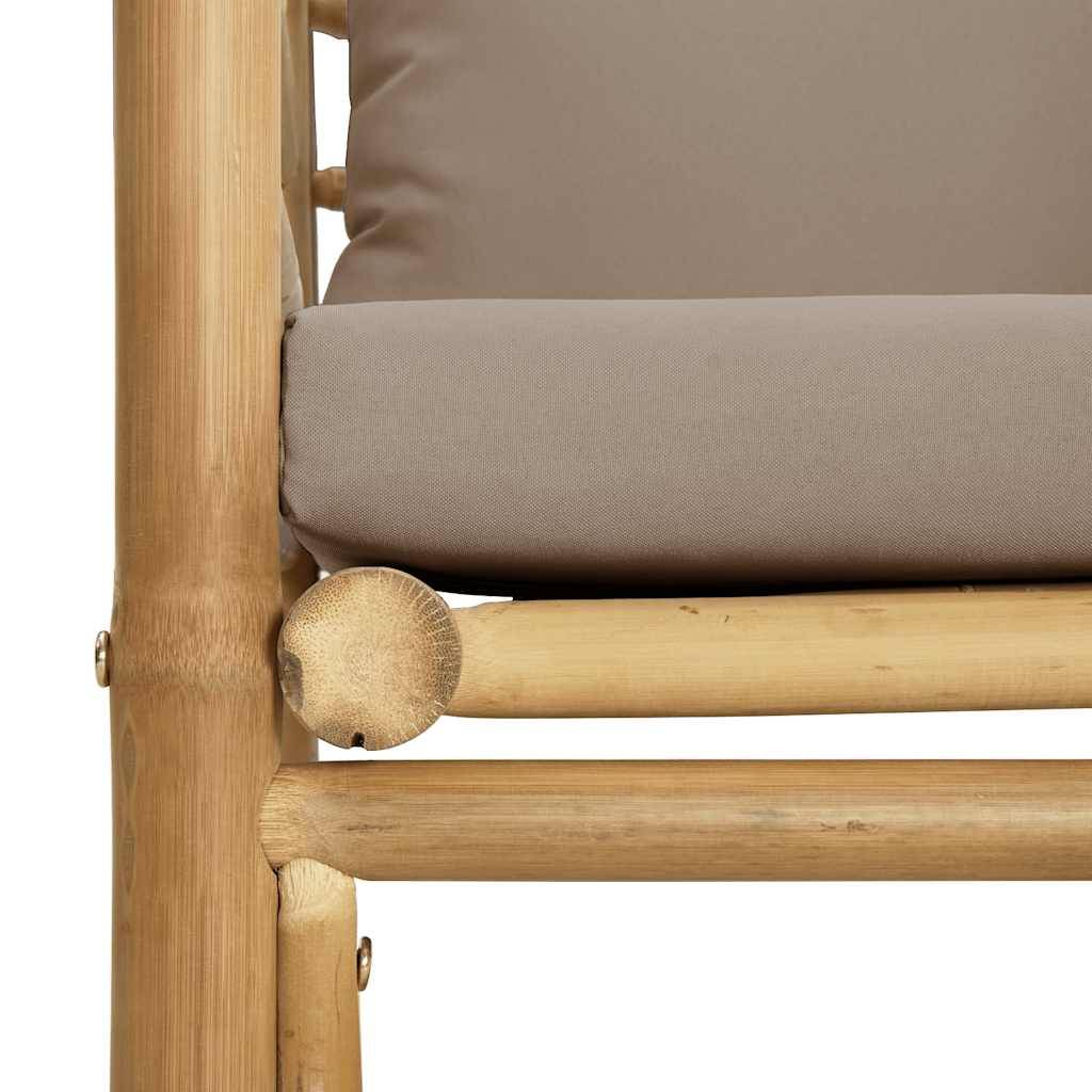 Fauteuil de Jardin Relaxant en Bambou Naturel avec Accoudoirs et Coussins Confort Taupe – ComfortXL Outdoor Living - Image 6