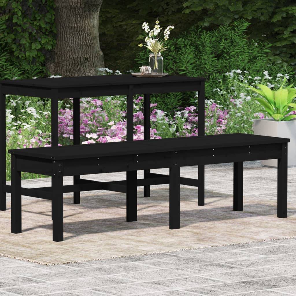 Maison Chic - Banc de jardin - Banc d'extérieur - Banquette à 2 places noir 159,5x44x45cm bois massif de pin - Imagen 3