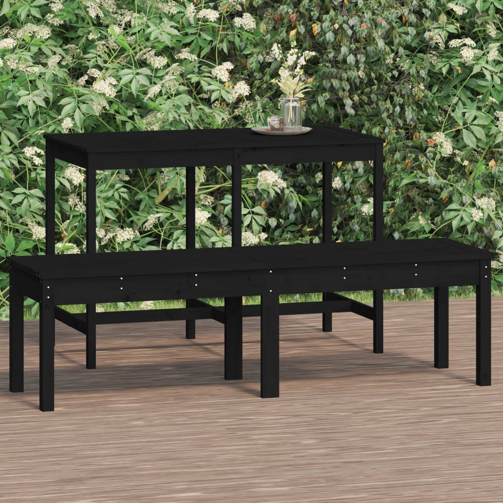 Maison Chic - Banc de jardin - Banc d'extérieur - Banquette à 2 places noir 159,5x44x45cm bois massif de pin - Imagen 2