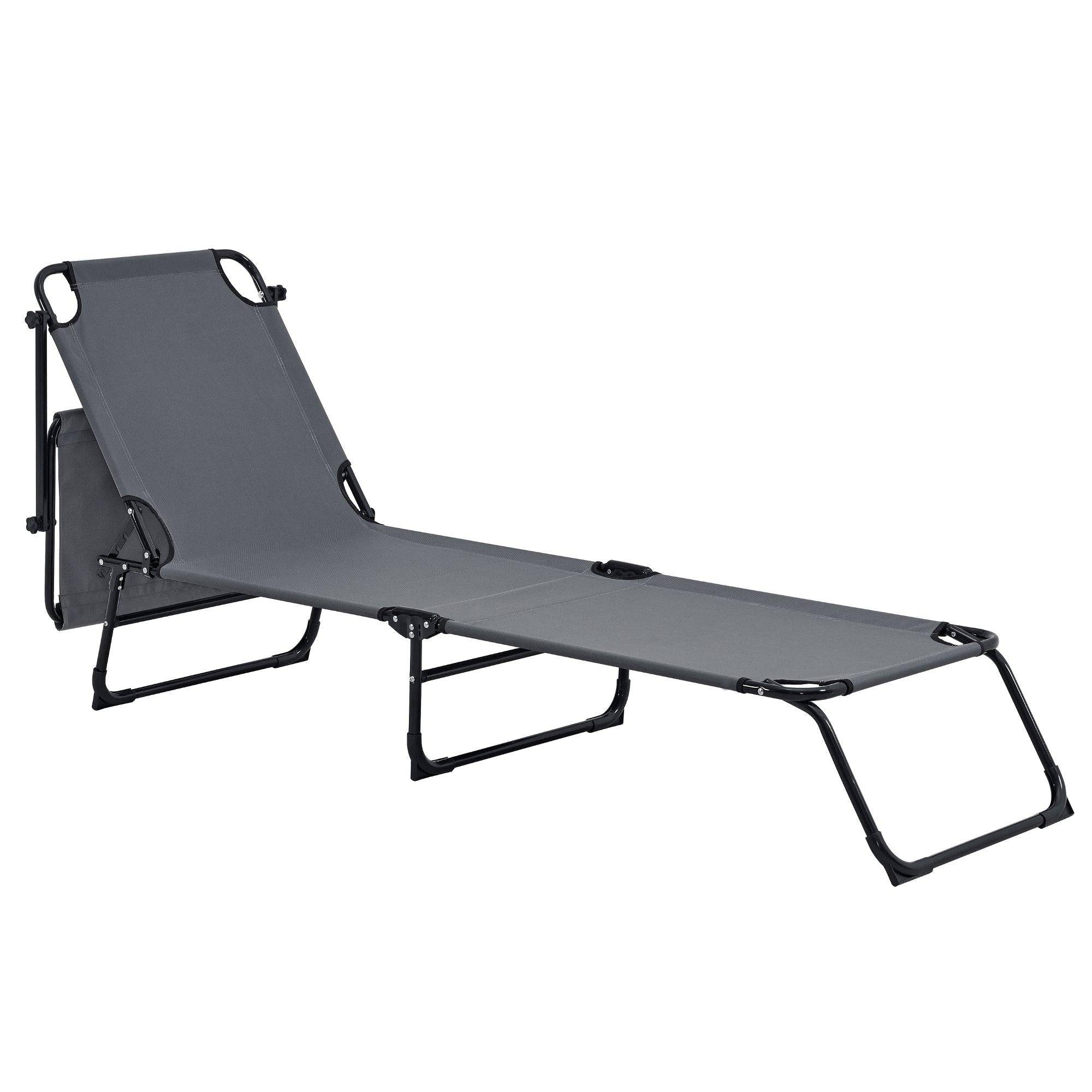 Helloshop26 - Bain de soleil transat chaise longue pliable avec pare soleil acier pvc polyester 187 cm gris foncé - Imagen 2