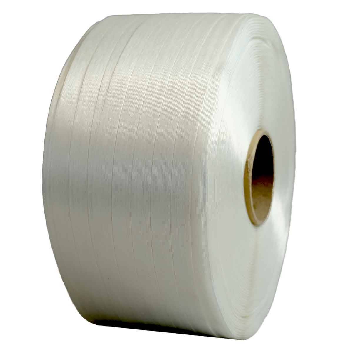 Feuillard de cerclage fil à fil FF 19 mm x 600 m - Qualité PRO - Haute Résistance 550kg - Feuillard textile PET TECPLAST - Image 1