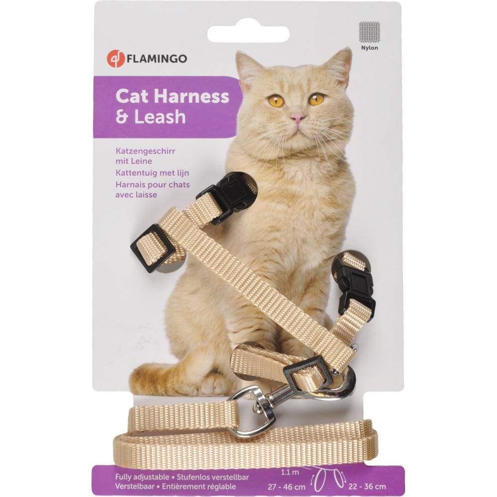 Harnais et laisse de 1,10 mètre  beige pour chat - Imagen 2