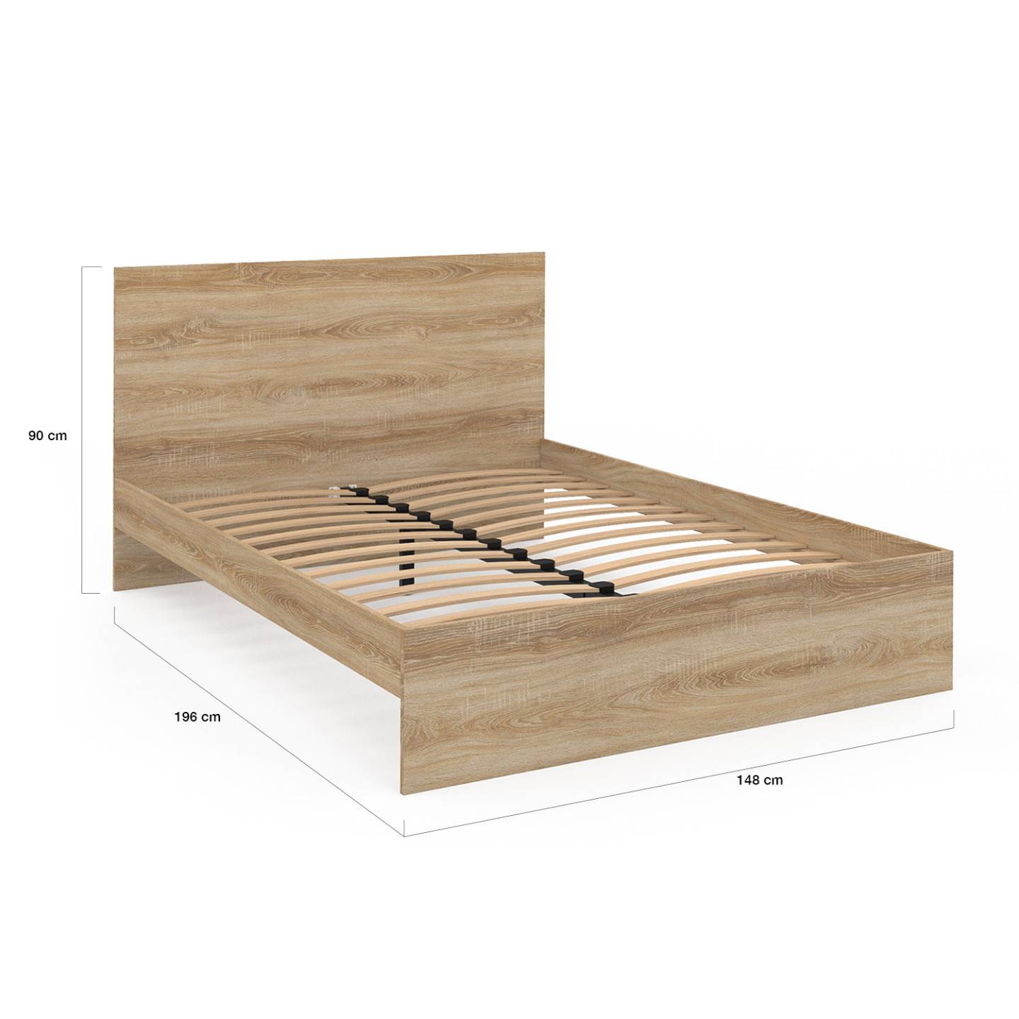 Lit double OMAHA avec tête de lit et sommier 140 x 190 cm façon hêtre - Image 4