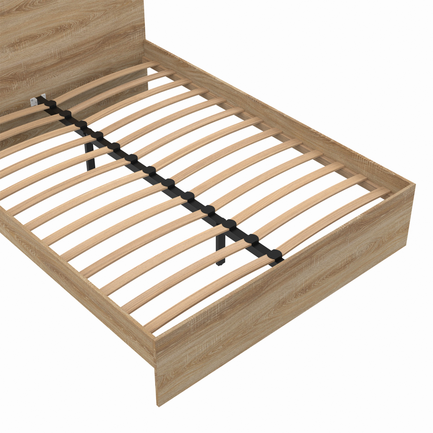 Lit double OMAHA avec tête de lit et sommier 140 x 190 cm façon hêtre - Image 5
