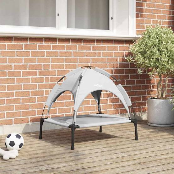 Lit surélevé pour chien en Acier Intérieur & Extérieur Argenté Taille S – ComfortXL Pet Living - Image 1