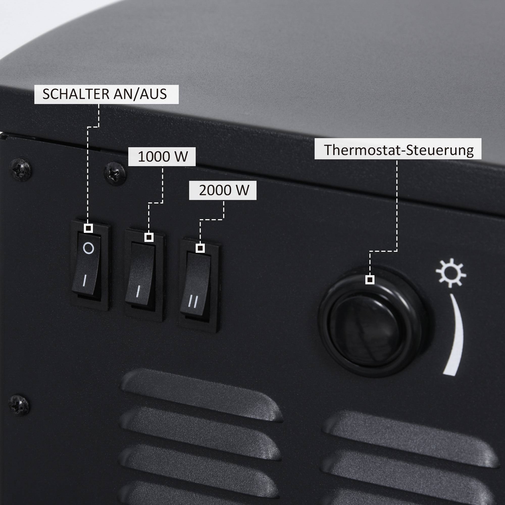 Sans Marque - Cheminée électrique,Cheminée LED 1000/2000W thermostat noir - Image 8
