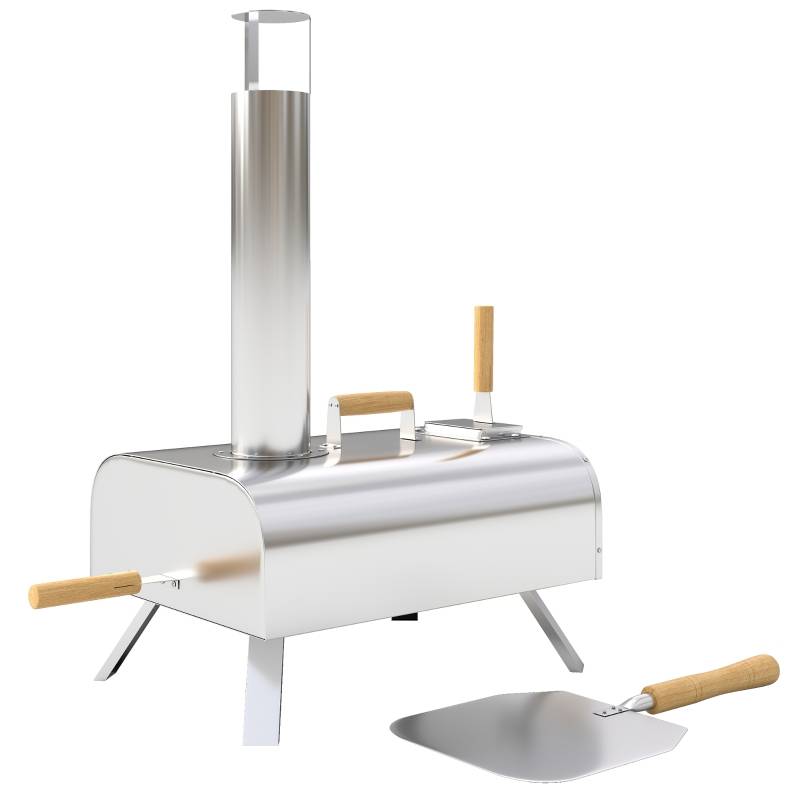 Four à pizza extérieur acier inoxydable argent 79 x 36 x 75 cm - PANGIVO - Image 1