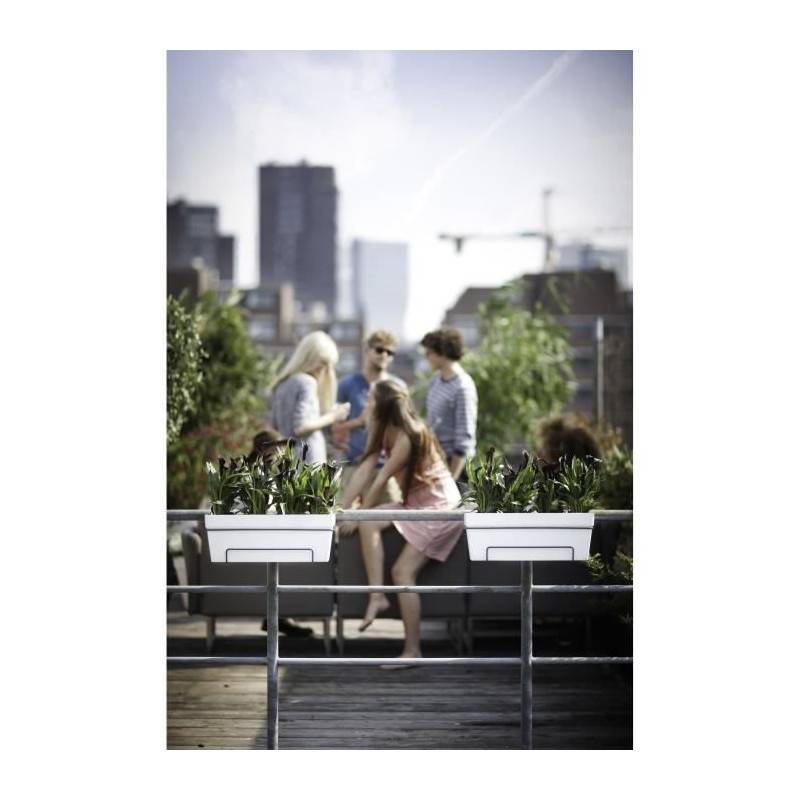 Elho - Elho Loft Urban Balconniere Allin1 50 - Blanc - L 49 X B 27 X H 21 Cm - Balconextérieur - 100% Recyclé - Imagen 2