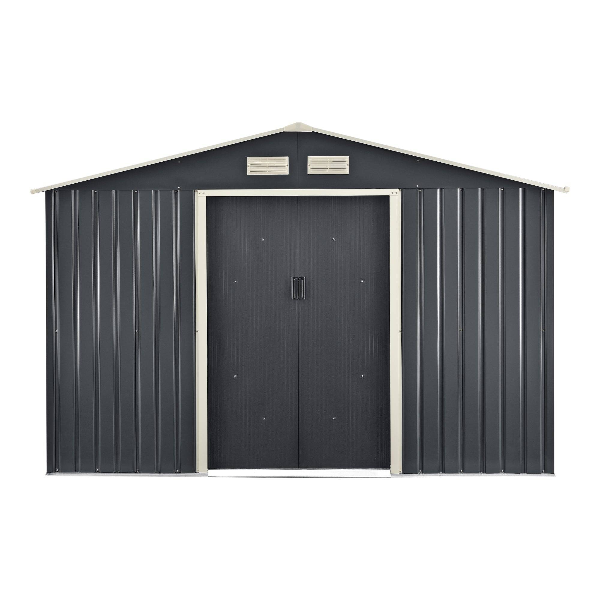 Helloshop26 - Abri de jardin 277x191x192 cm toit à pignon tôles en acier galvanisées gris foncé - Imagen 5
