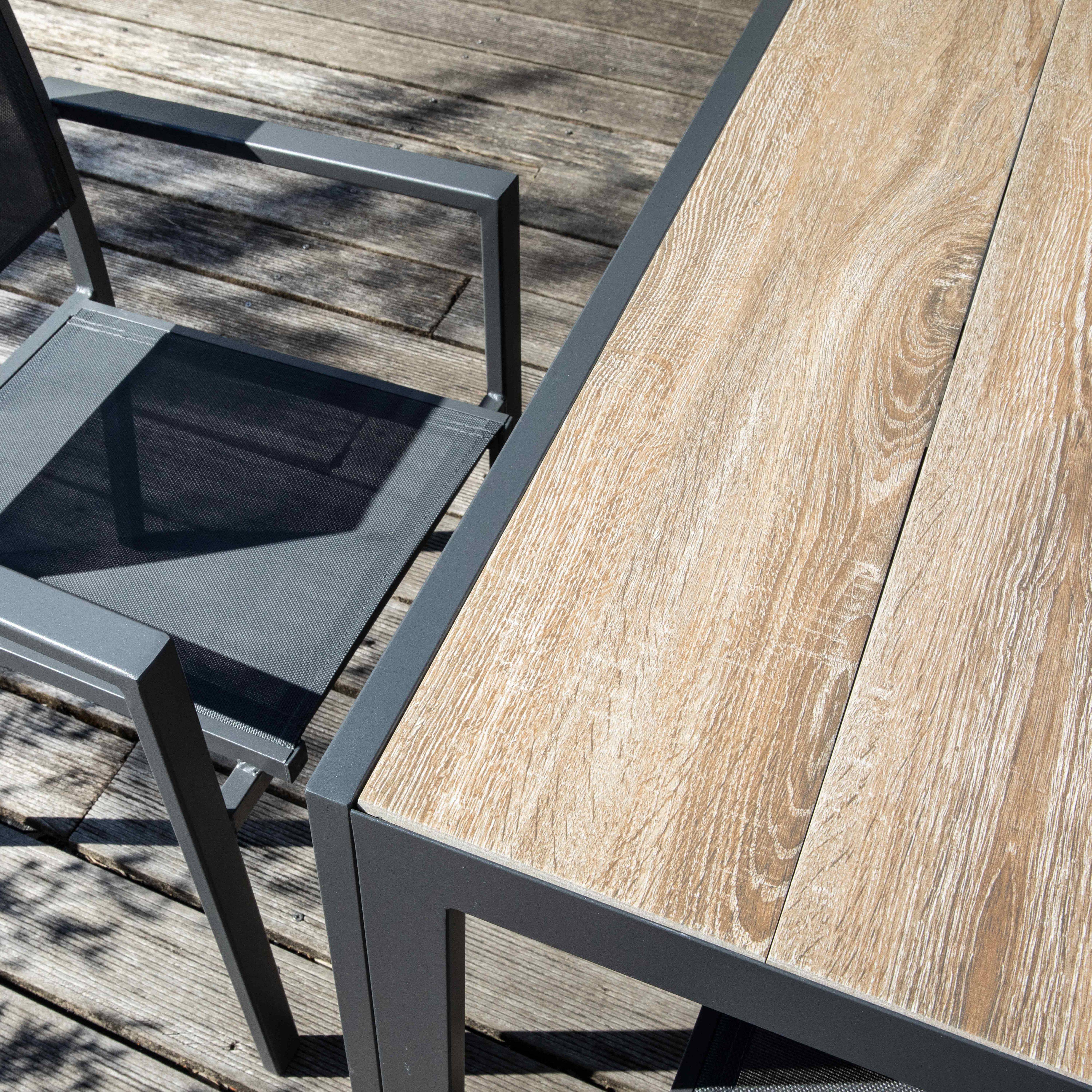Oviala - Table de jardin aluminium et céramique aspect bois 8 places 206x100 cm Tivoli - Oviala - Imagen 5