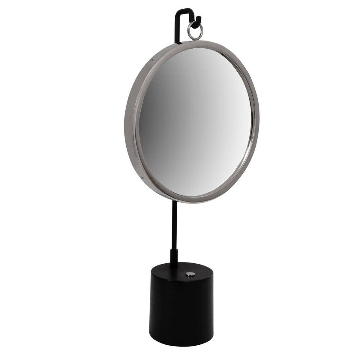 Paris Prix - Miroir à Poser Rond "Eleganca" 65cm Noir & Argent