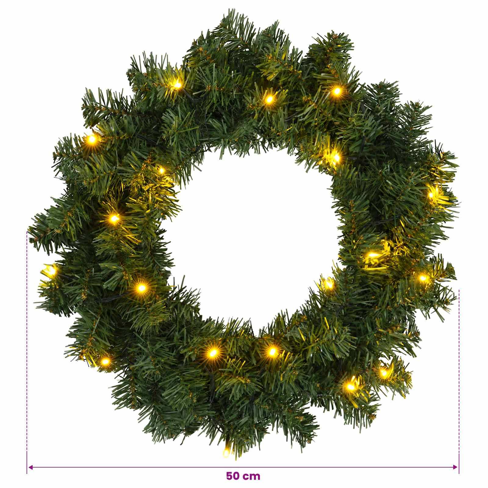 Vidaxl - Couronne de Noël Vert Ø 50 cm PVC 25 LED vidaXL 42056963 - Image 3