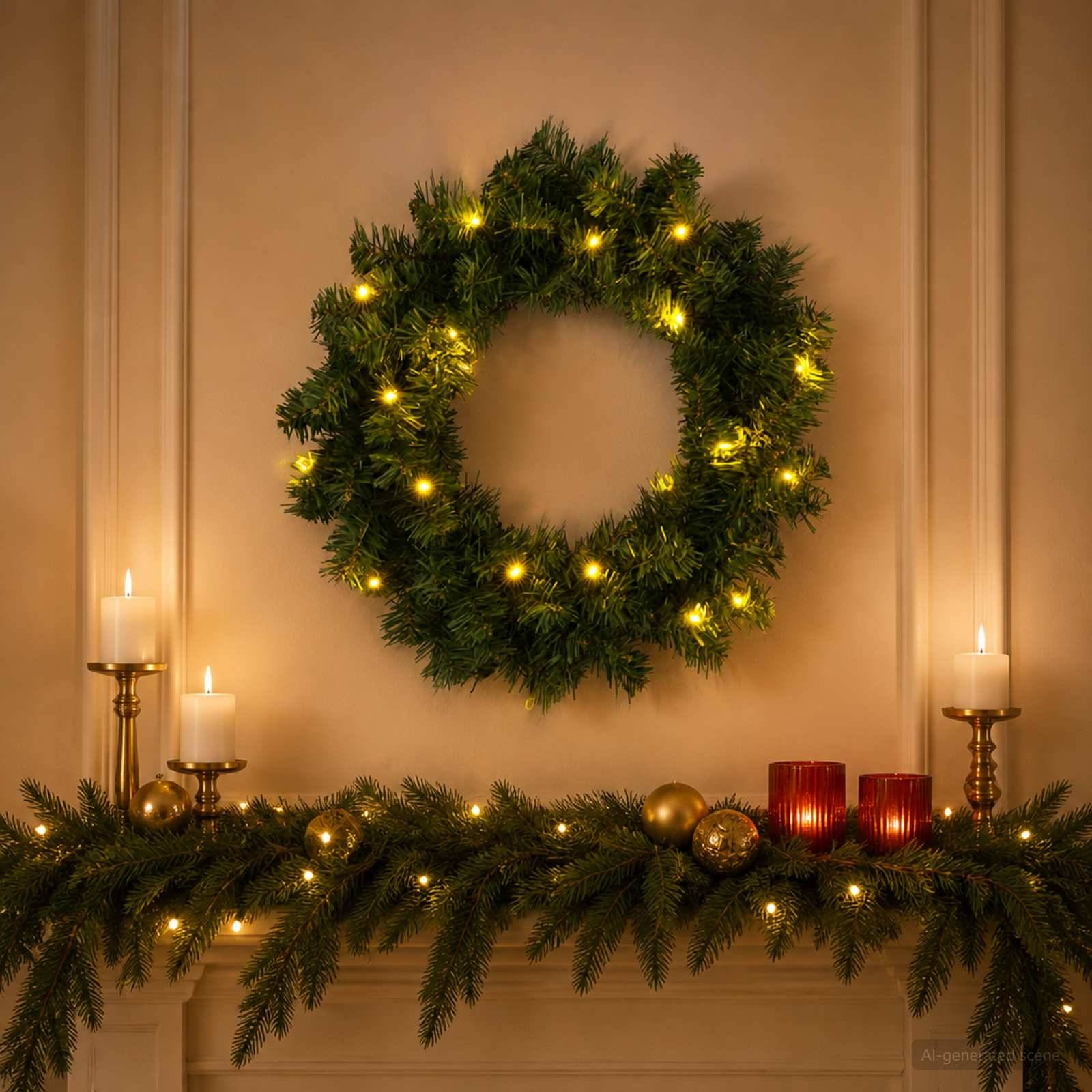 Vidaxl - Couronne de Noël Vert Ø 50 cm PVC 25 LED vidaXL 42056963 - Image 4