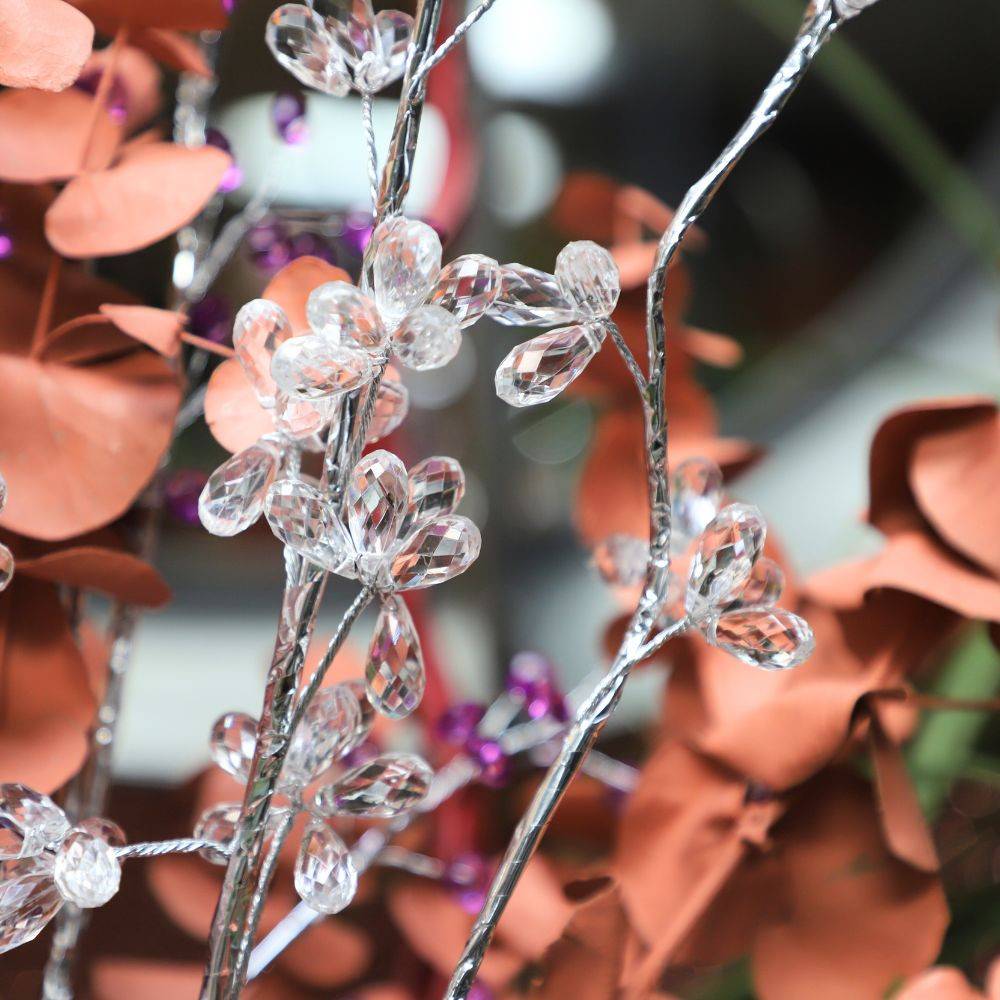 Branche de fleurs «Fleurs Cristal» en verre transparent 90cm Chemin de campagne - Imagen 3
