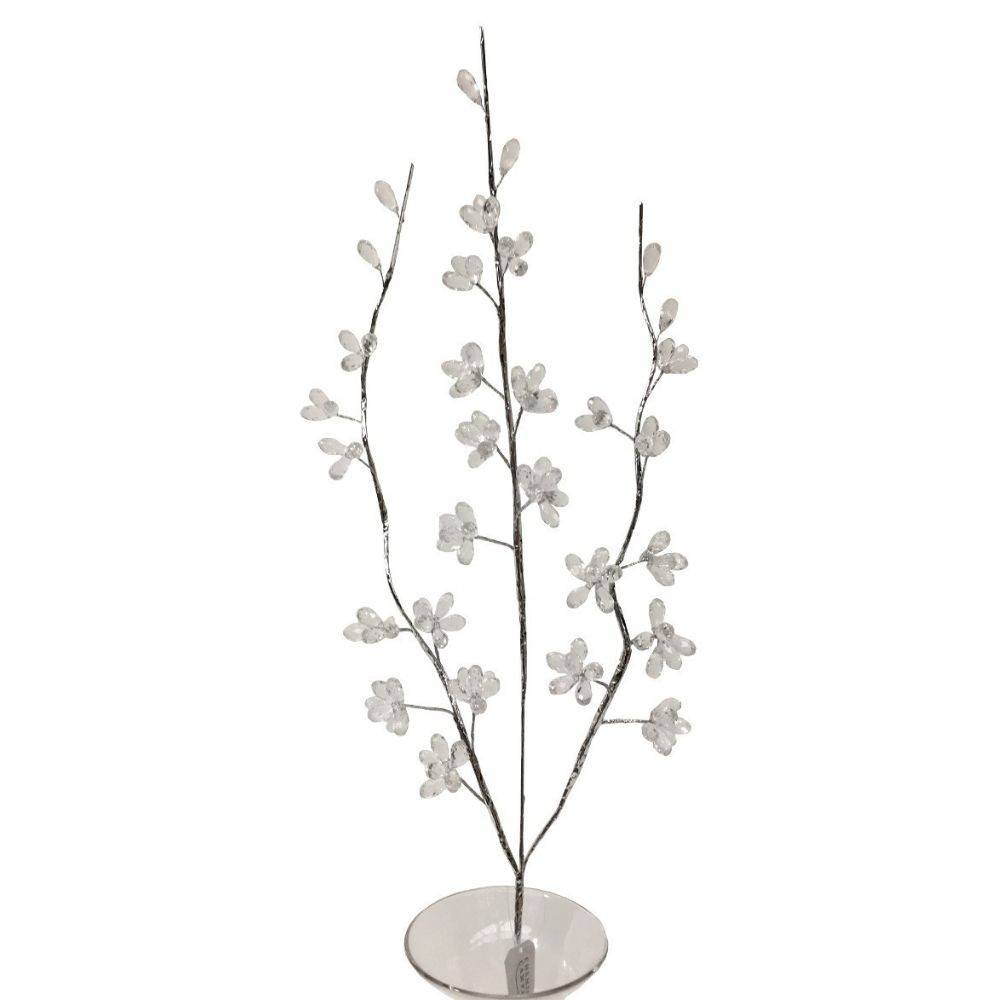 Branche de fleurs «Fleurs Cristal» en verre transparent 90cm Chemin de campagne - Imagen 1