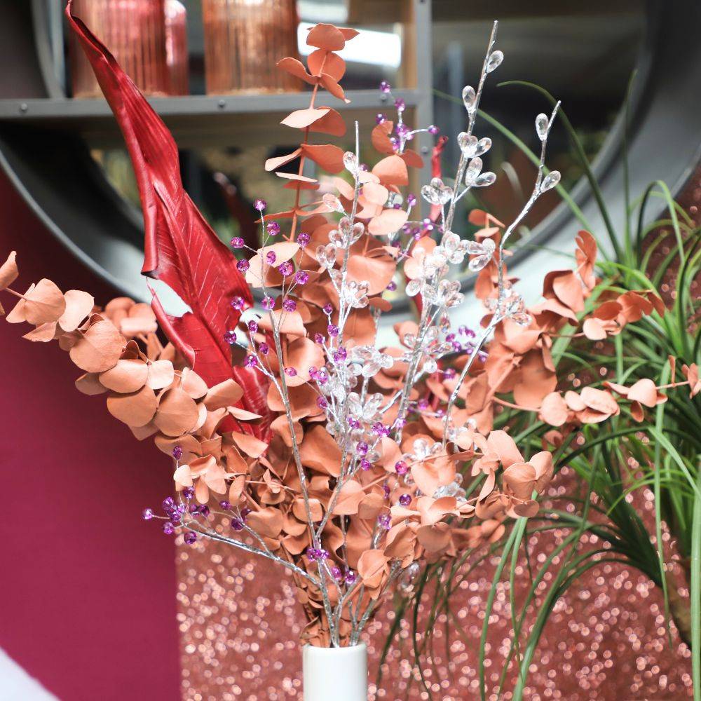 Branche de fleurs «Fleurs Cristal» en verre transparent 90cm Chemin de campagne - Imagen 5