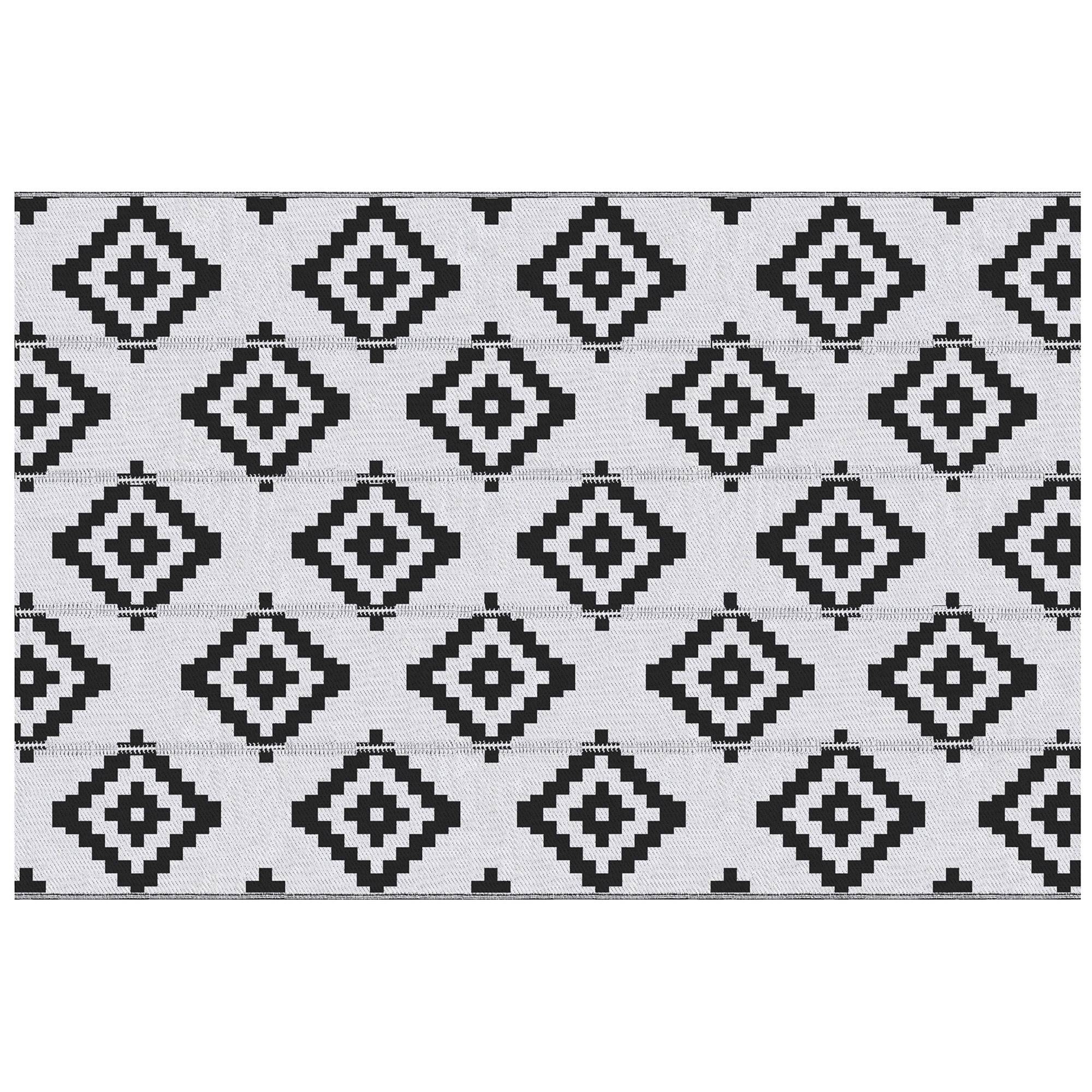Tapis extérieur réversible Polypropylène Balcon terrasse Motif géométrique 182x274cm Noir - ComfortXL Outdoor Living - Image 2