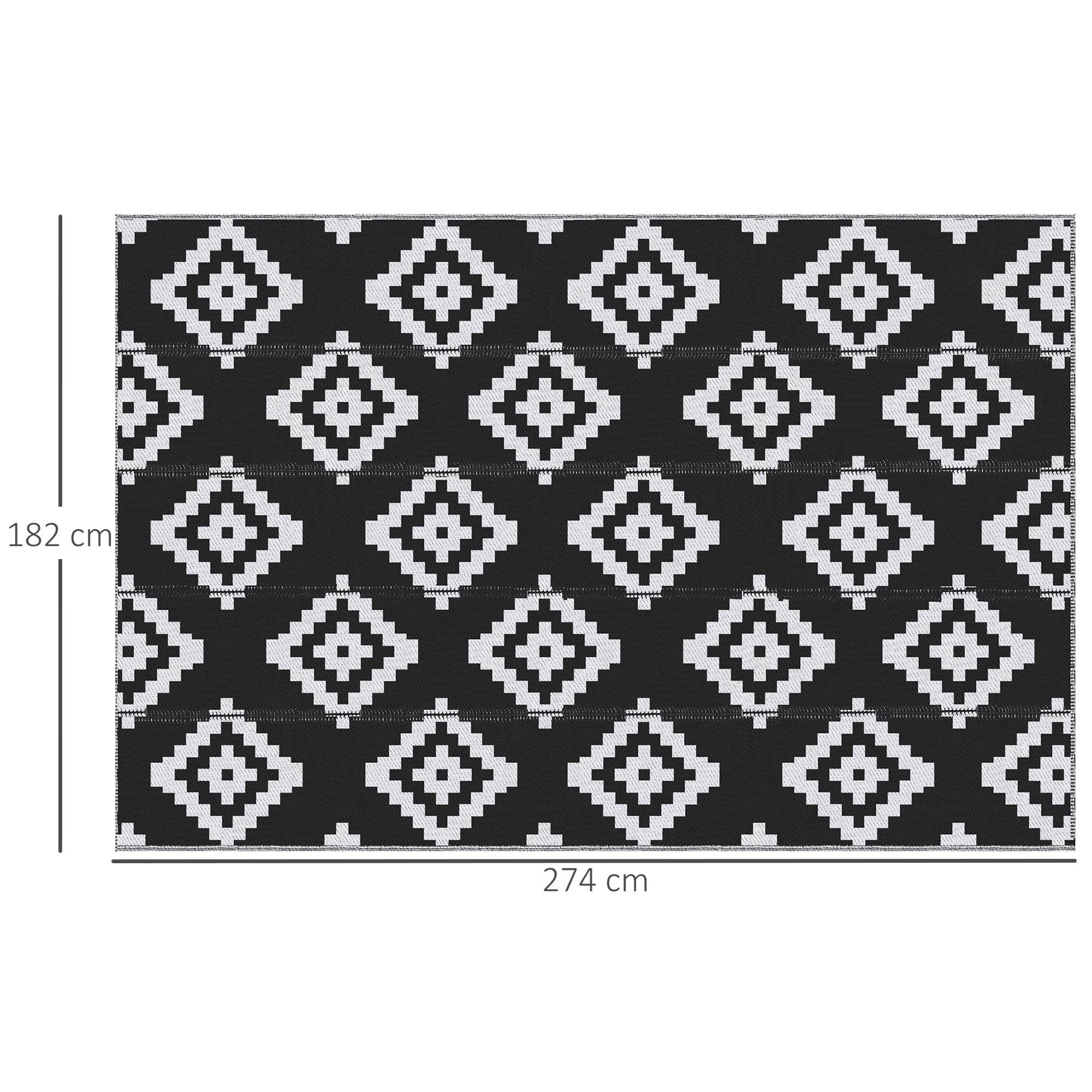 Tapis extérieur réversible Polypropylène Balcon terrasse Motif géométrique 182x274cm Noir - ComfortXL Outdoor Living - Image 5