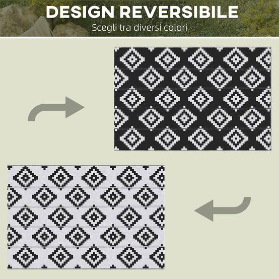 Tapis extérieur réversible Polypropylène Balcon terrasse Motif géométrique 182x274cm Noir - ComfortXL Outdoor Living - Image 8
