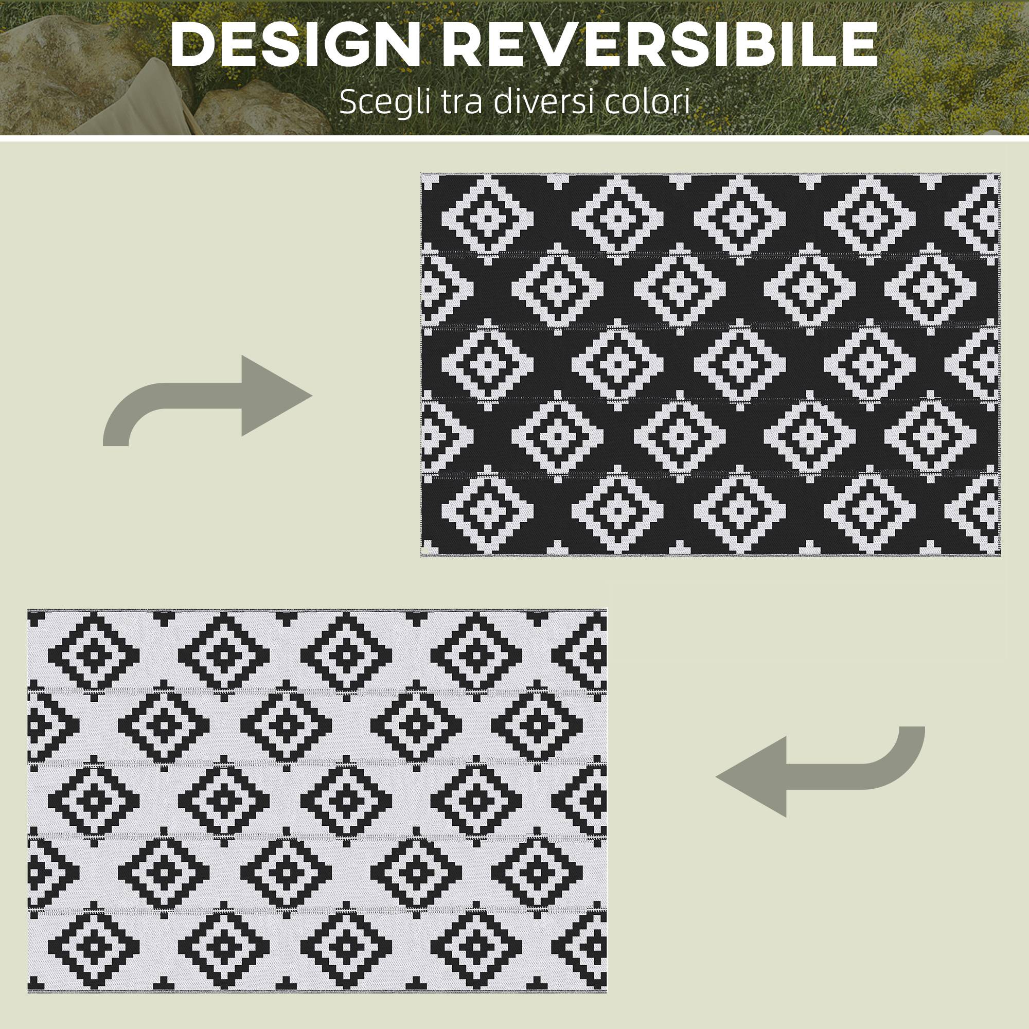 Tapis extérieur réversible Polypropylène Balcon terrasse Motif géométrique 182x274cm Noir - ComfortXL Outdoor Living - Image 8