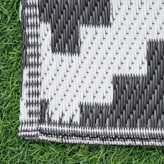 Tapis extérieur réversible Polypropylène Balcon terrasse Motif géométrique 182x274cm Noir - ComfortXL Outdoor Living - Image 9