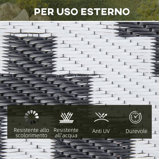 Tapis extérieur réversible Polypropylène Balcon terrasse Motif géométrique 182x274cm Noir - ComfortXL Outdoor Living - Image 7