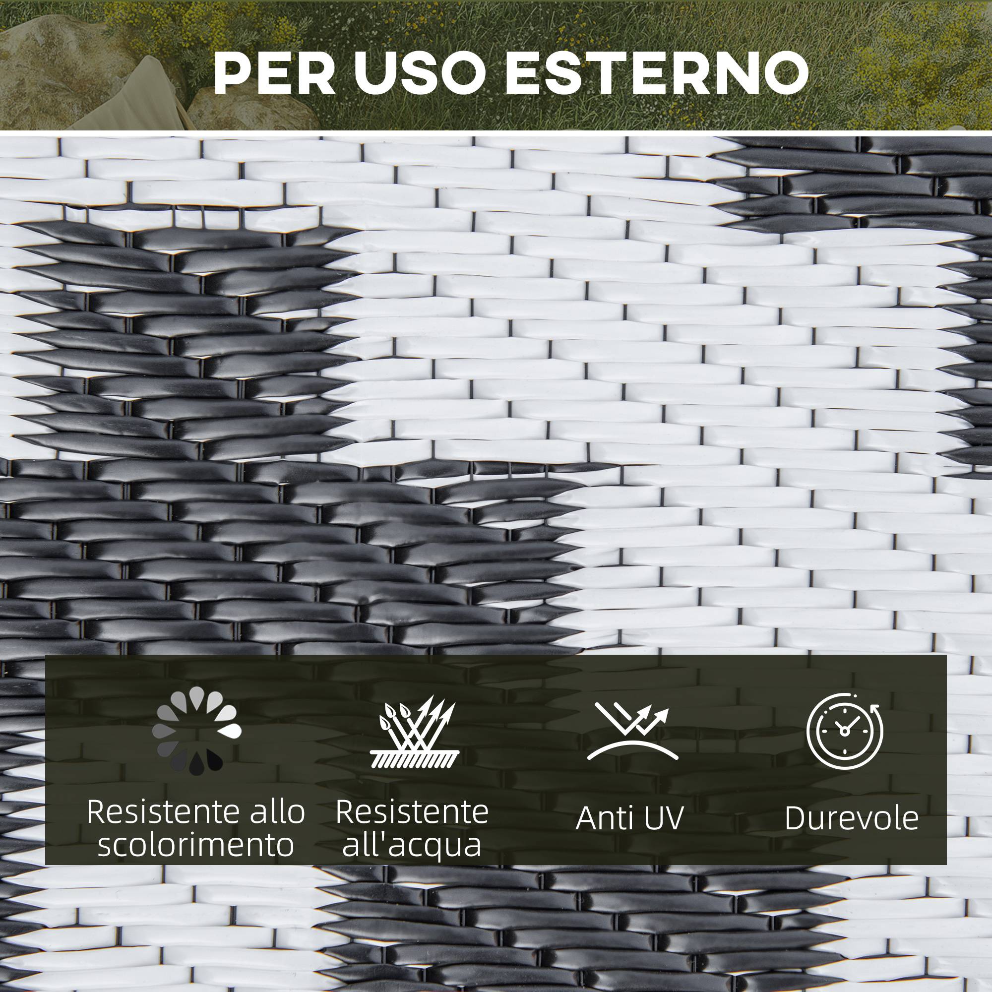 Tapis extérieur réversible Polypropylène Balcon terrasse Motif géométrique 182x274cm Noir - ComfortXL Outdoor Living - Image 7