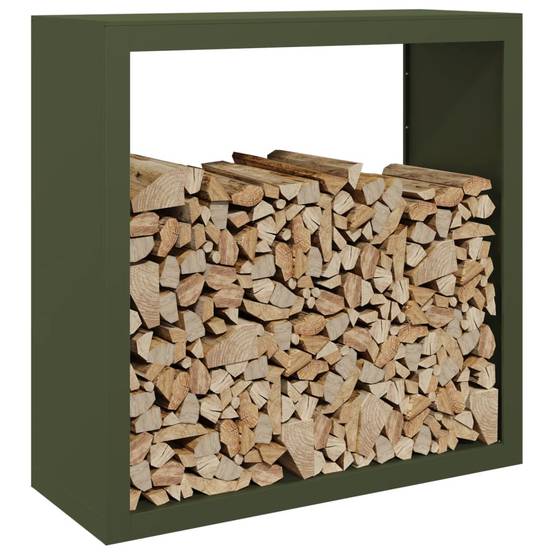 Range-bûches en acier pour bois de chauffage extérieur et intérieur Vert 100 cm – ComfortXL Outdoor Living - Image 3