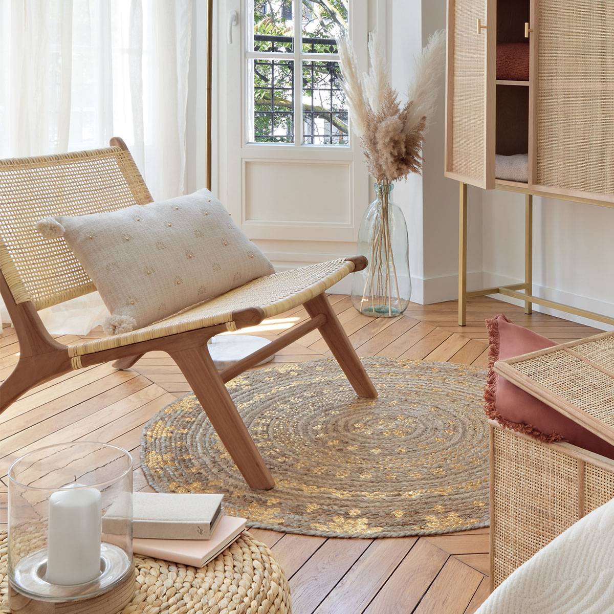 Atmosphera - Tapis "Shine" jute doré D115cm - Atmosphera Créateur d'intérieur - Imagen 1