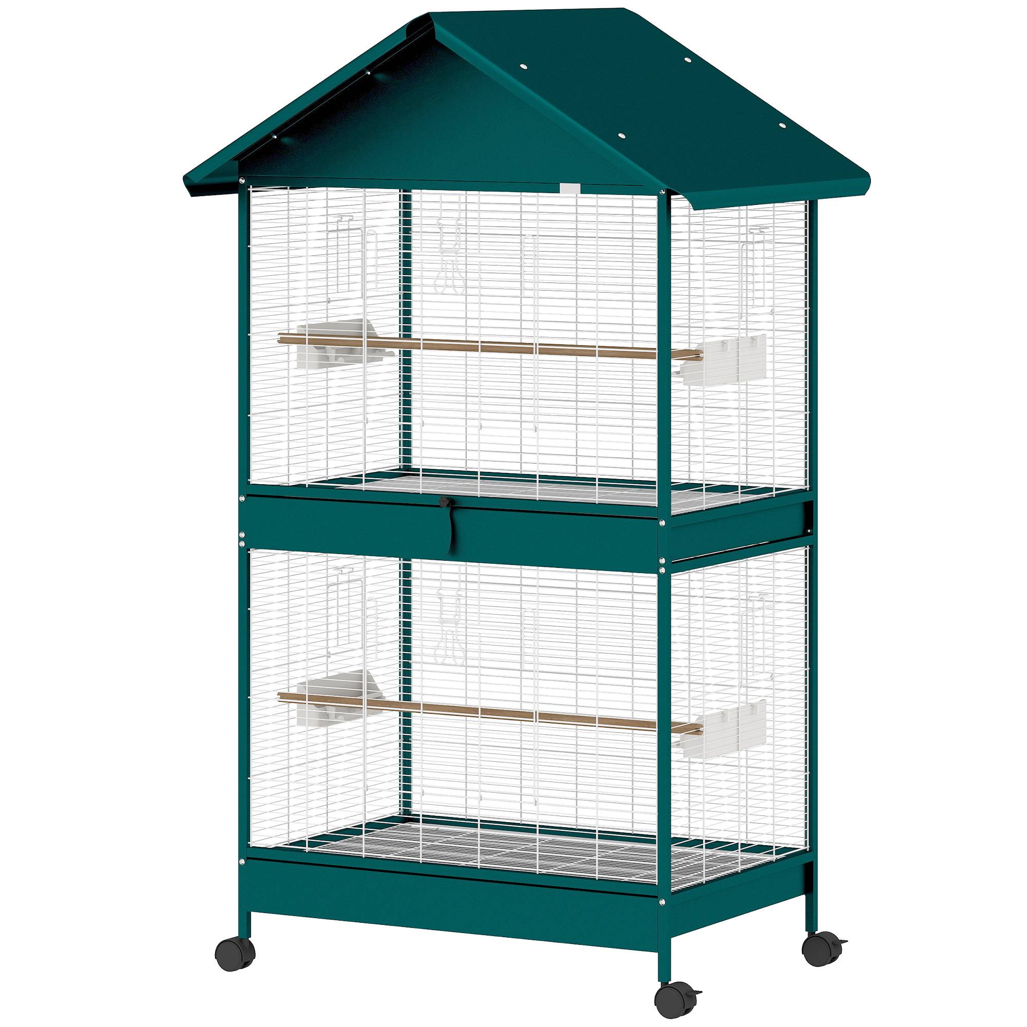 Cage à oiseaux acier noir 94 x 70 x 158 cm - PANGIVO - Image 2