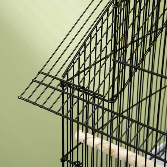 Cage pour oiseaux en métal et plastique avec poignée de transport et bac amovible, 50,5x41x63 cm, blanc - Image 10