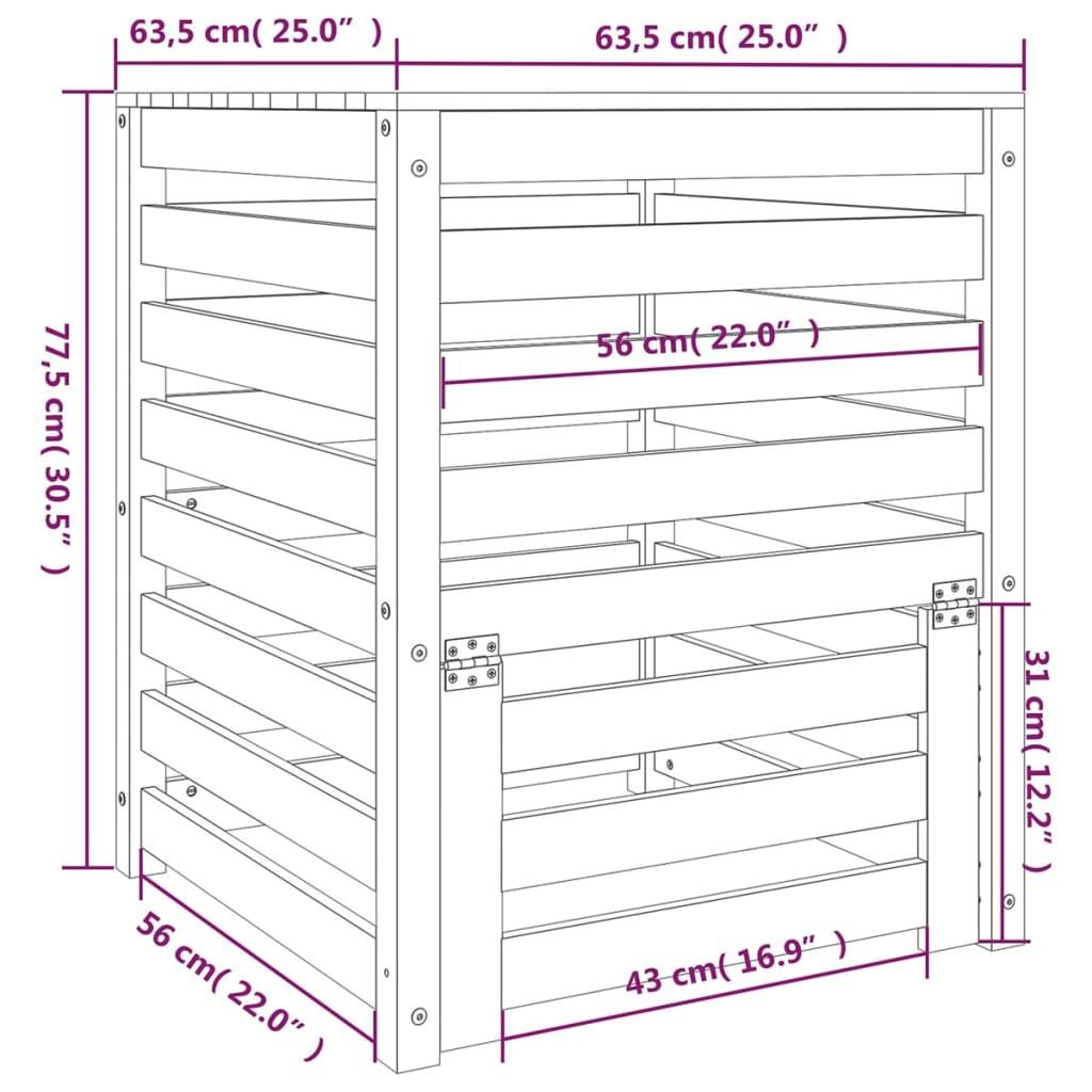 Vidaxl - Composteur 63,5x63,5x77,5 cm Bois massif de pin vidaXL 823808 - Image 3